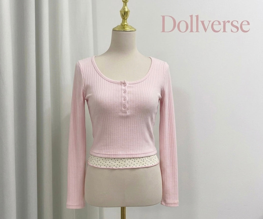 ✧ New Women’s Long Sleeve T-shirt U Collar Spring and Autumn Slim Top French Style Women’s Wear with Fake Two Lace Edge Y2K Top ✧