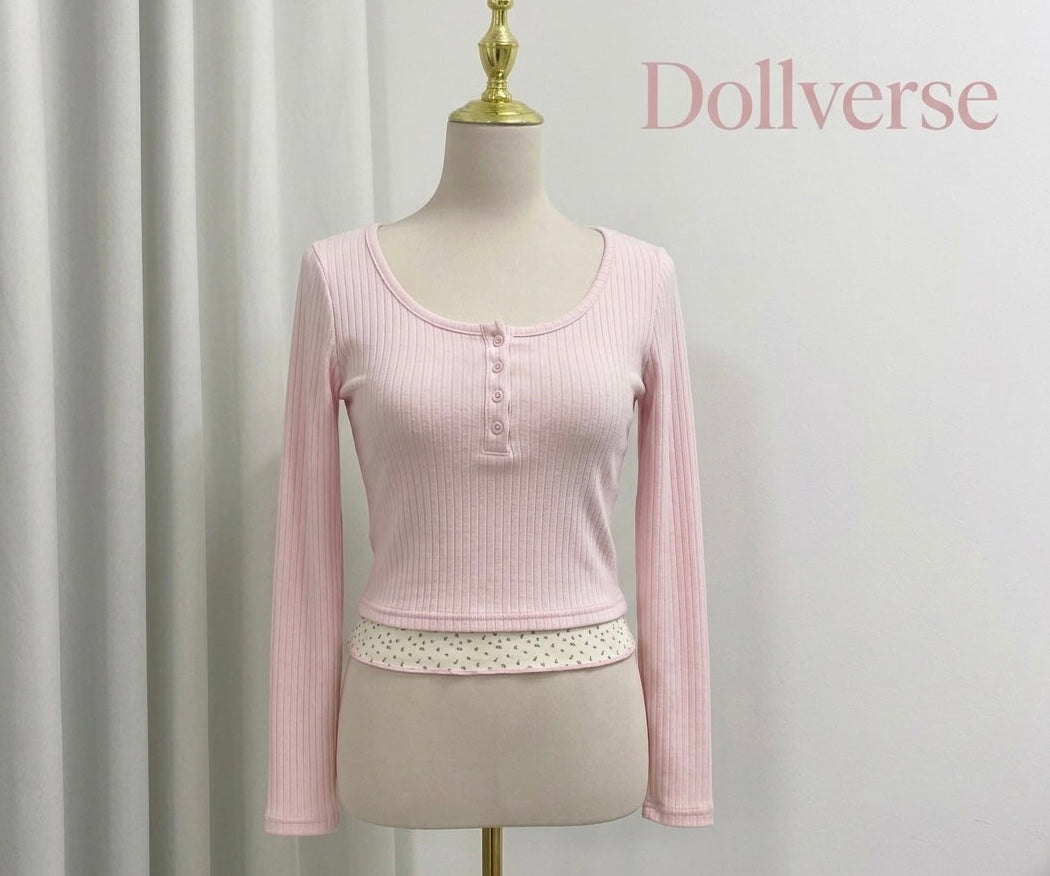 ✧ New Women’s Long Sleeve T-shirt U Collar Spring and Autumn Slim Top French Style Women’s Wear with Fake Two Lace Edge Y2K Top ✧