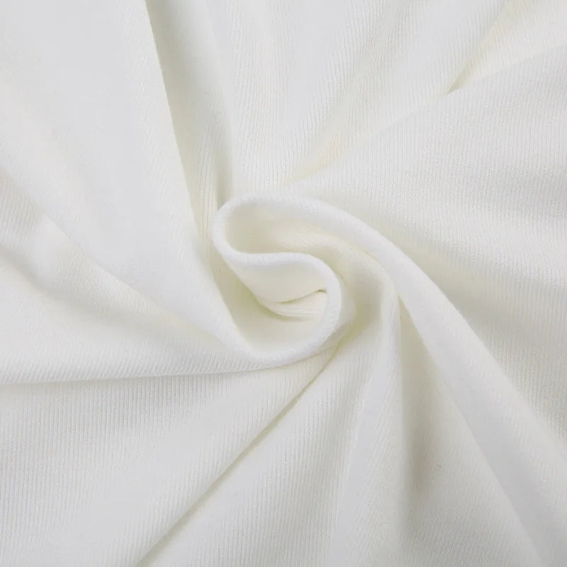 Casual White Knitted Lac Patched Female T-shirts Y2K Korean Style Slim Tie Up Shirring Summer Top Tee Folds Outfits